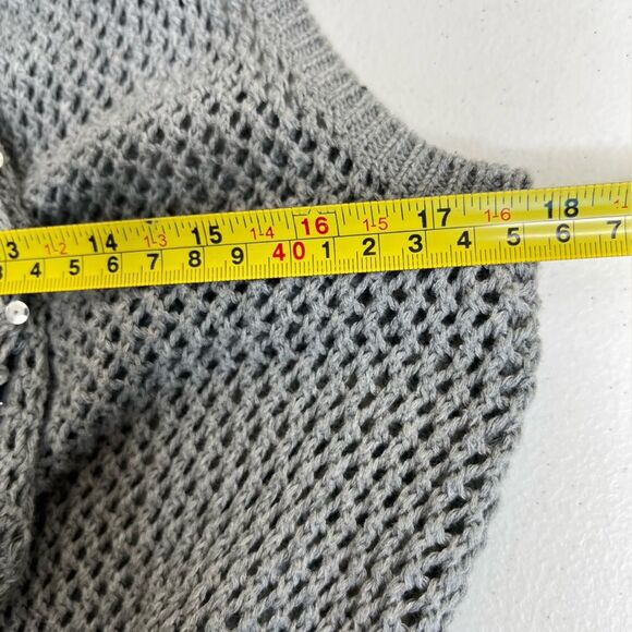 Gianni Bini Gray Duster Long Line Vest Sequin Beaded Waterfall Women Size Large - Picture 9 of 11